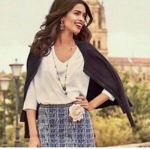 Cabi  Indulge White Blouse Back Zip Small S